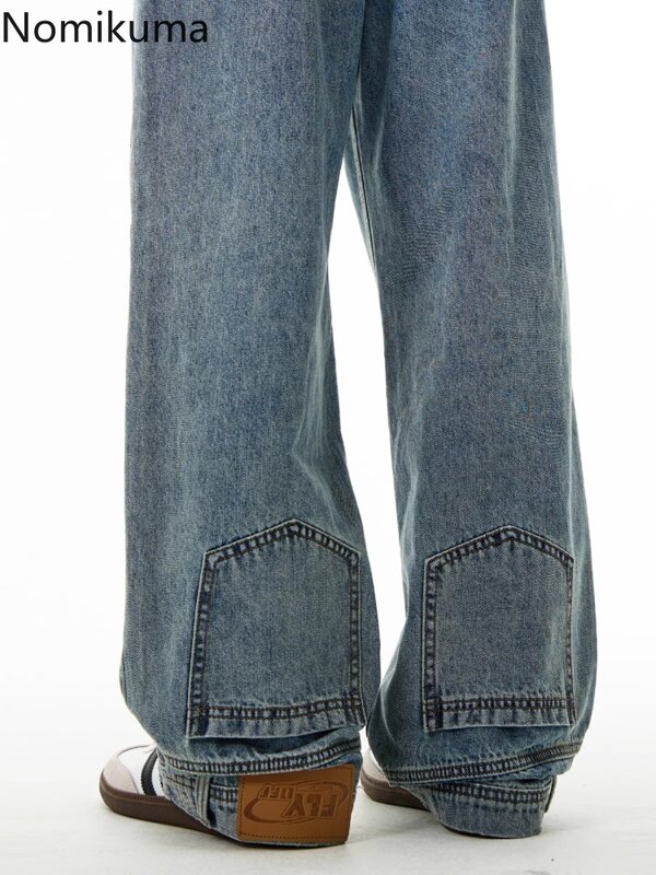 Vintage Wide Leg Pants for Women Streetwear BF Y2k Jeans 2024 New Bottoms Denim Trousers Casual Fashion Straight Pantalon Femme