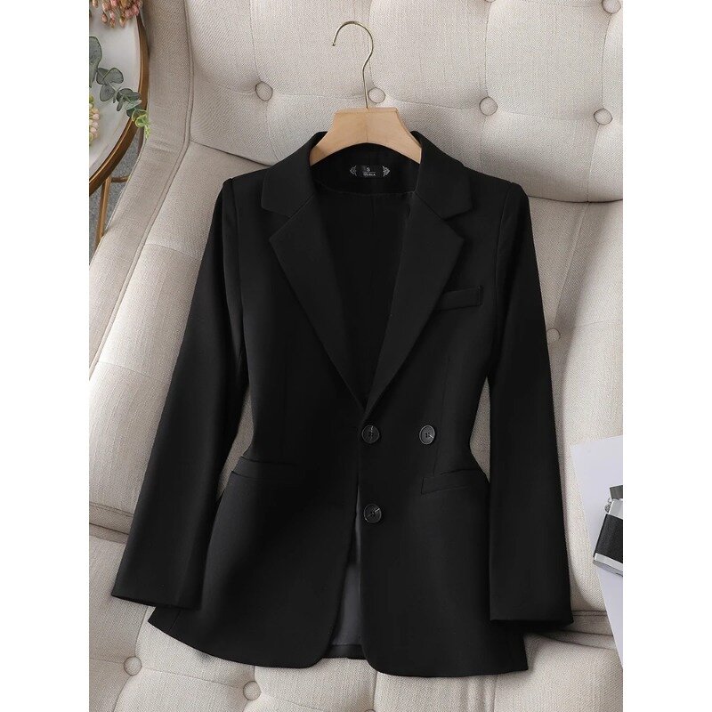 Elegant Women Suit Blazer Office Ladies Spring Outwear Cotton Pink Black Beige Coffee Female Single Breasted Solid Jacket Coat