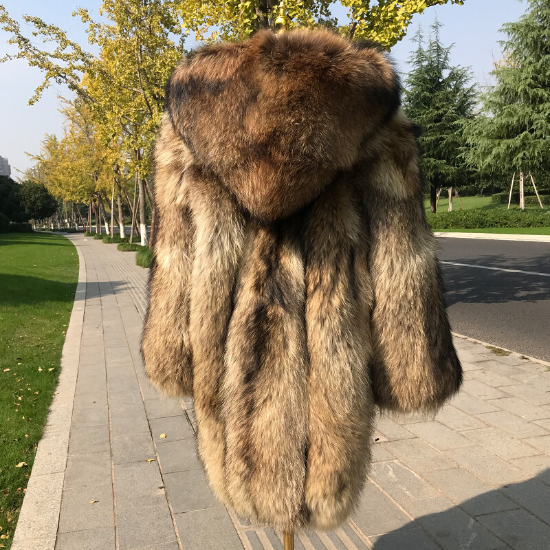 2022 толстое меховое пальто, зимнее роскошное Мужское пальто из меха енота, роскошный женский топ оверсайз