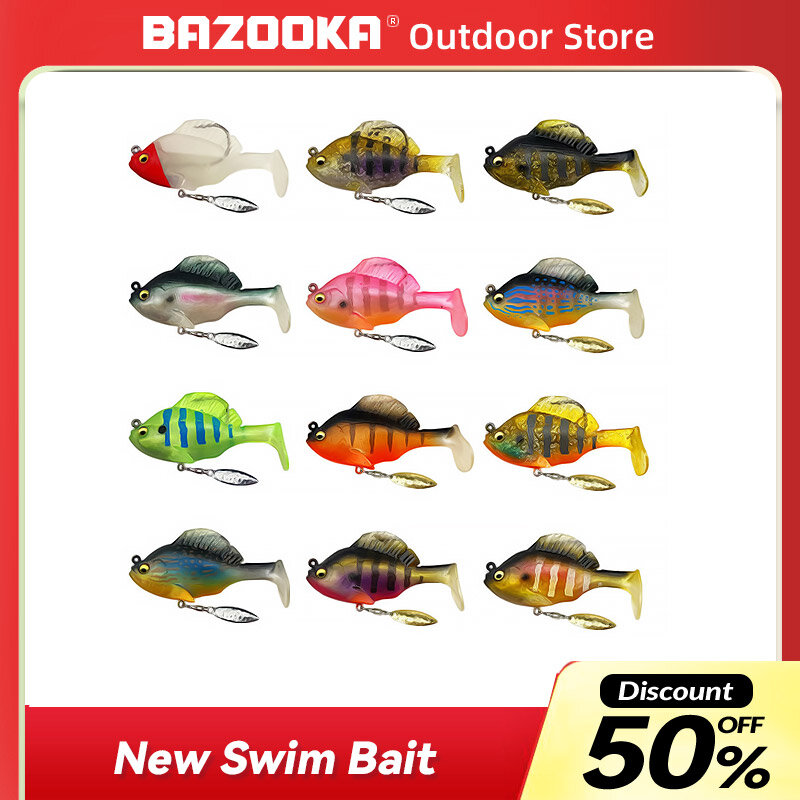Bazooka-isca de pesca dura com gancho, lantejoulas, isca artificial com lantejoulas rotativas, para inverno, 10g/14g/18g/24g