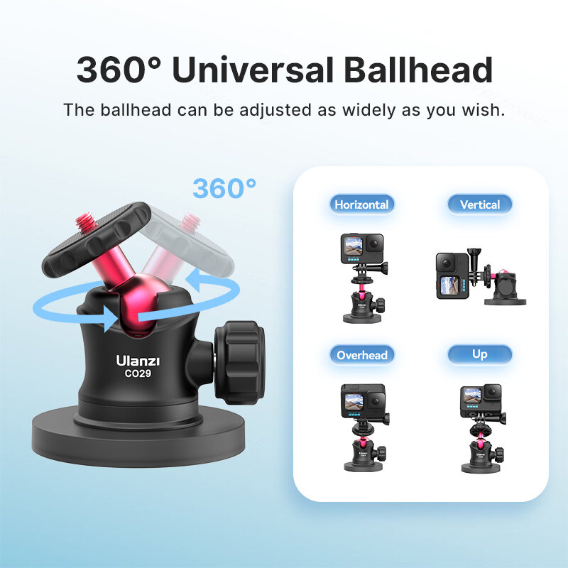 Ulanzi-trípode magnético C029 con cabezal de bola, montaje de Base para cámara de acción de Smartphone, para Gopro 7, 8, 9, 10, 11, 12