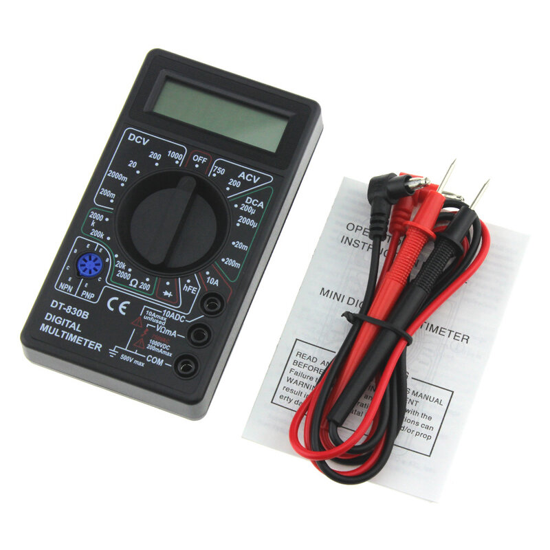 LCD มัลติมิเตอร์แบบดิจิทัล DT-830B ไฟฟ้า Voltmeter Ammeter Ohm Tester AC/DC 750/1000V Amp Volt Mini Handheld Meter