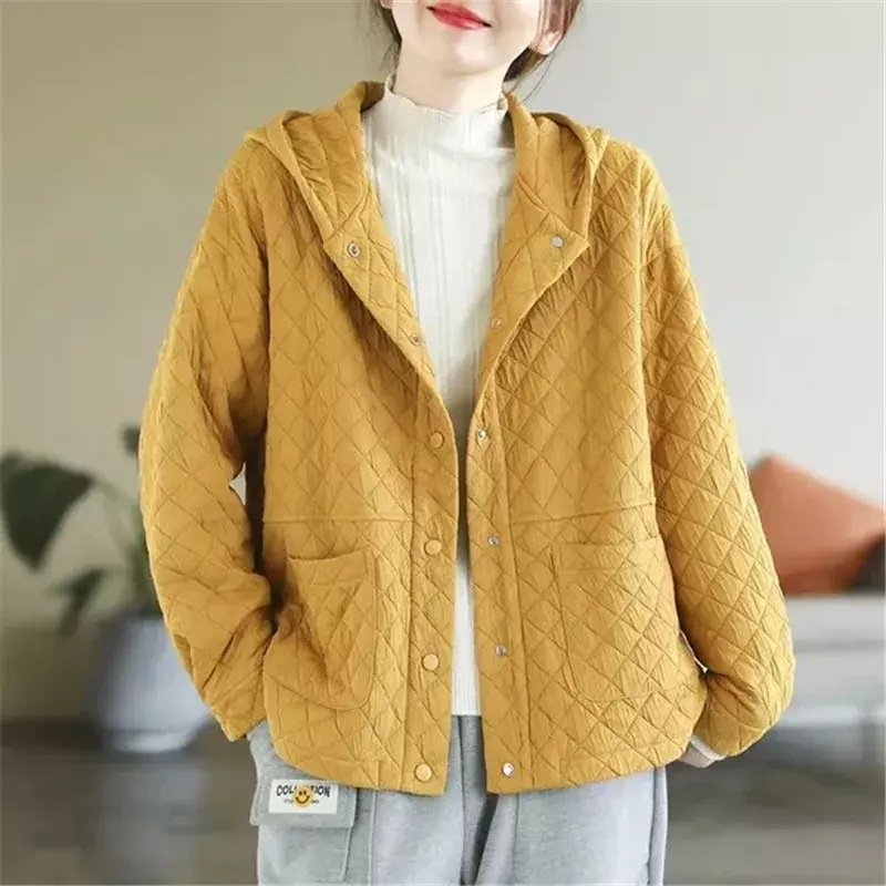 Casual Hooded Thin Light Outerwear Cotton-Padded Jacket Coat Women's Autumn And Winter 2023 New Loose Fashion Warm Cotton Coats