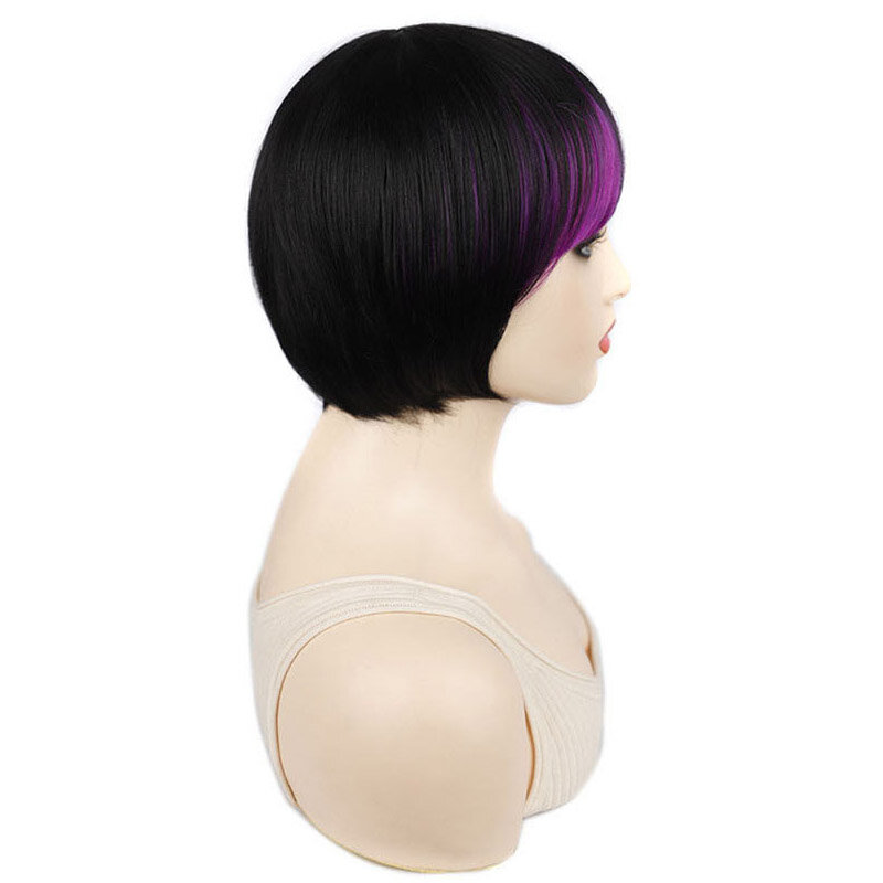 Peruki z krótkie proste włosy Drag Queen peruki dla kobiet w kolorze Zolin czarny Omber