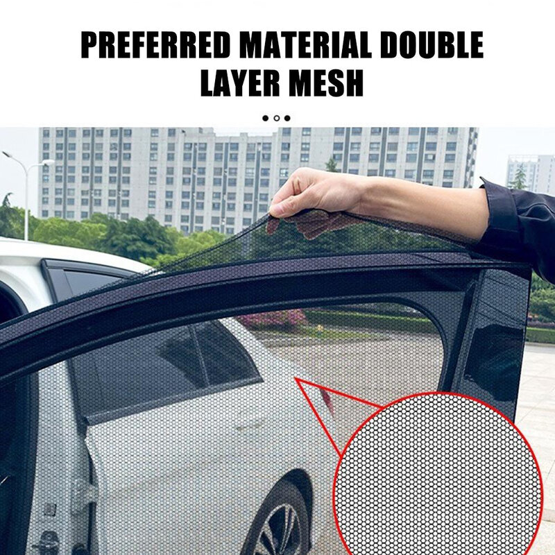Universal Car Window Screen Door Covers Side Window UV Sunshade Plate Shade Mesh Mosquito Net Protection Film Acessórios 4 pcs, 2pcs