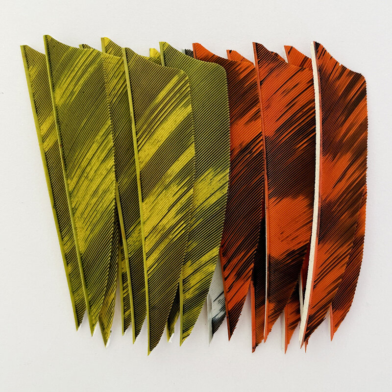 50Pcs 3 Inch Arrow Feathers Fletching Shield Cut Right Wing Ink Painting Turkey Feather Vanes Archery DIY Accessories