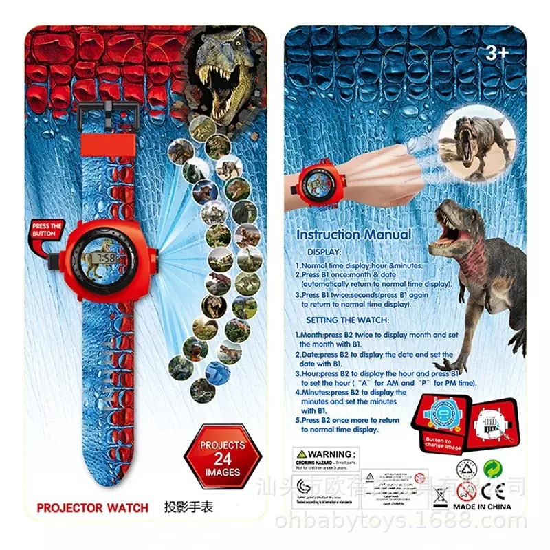 3D Projektion Dinosaurier Kinder Uhren Kinder Elektronische Digitale Uhr Jungen Mädchen Uhr Armbanduhren Weihnachten Geschenk Dropshipping