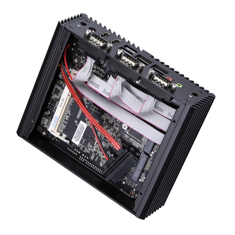 Qotom-Mini ordenador de escritorio Sin ventilador, Intel Core i3 5005U i5 4200U, PC Industrial 2 LAN 4 RS232
