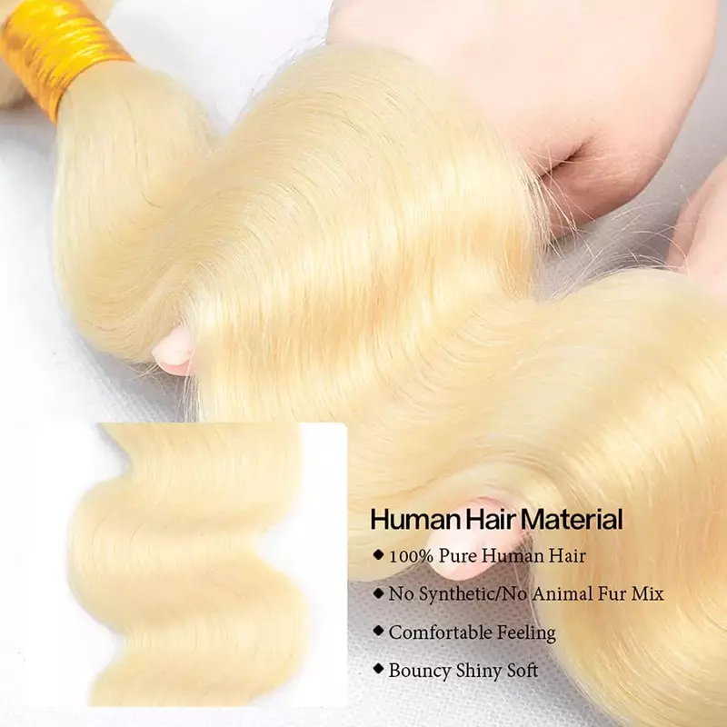 Tissage en lot brésilien Remy naturel Body Wave, blond miel 613, 22-40 pouces, extension de cheveux longs pour femmes
