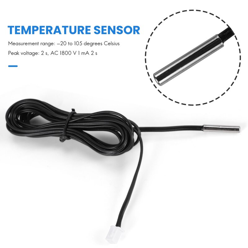 2 m NTC thermistor temperature sensor waterproof probe wire 10 K 1% 3950 black