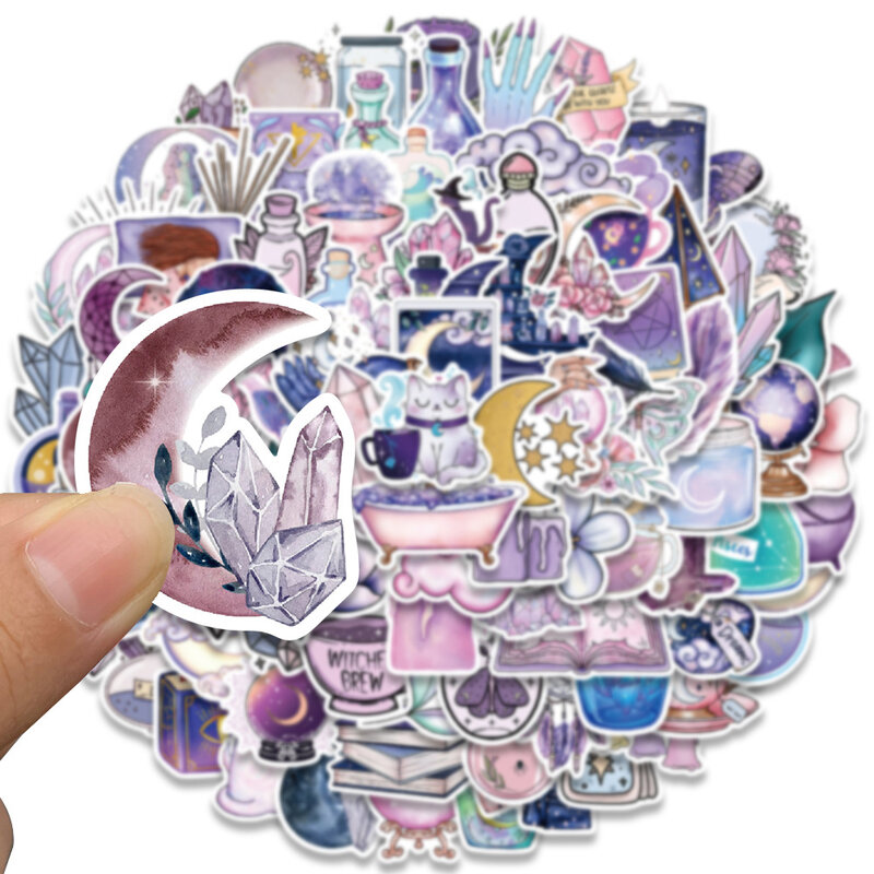 10/30/50/100pcs Cartoon Art Magic Witch Moon Crystal Cute Stickers Aesthetic Decals Laptop Scrapbook Phone Graffiti Sticker Toy