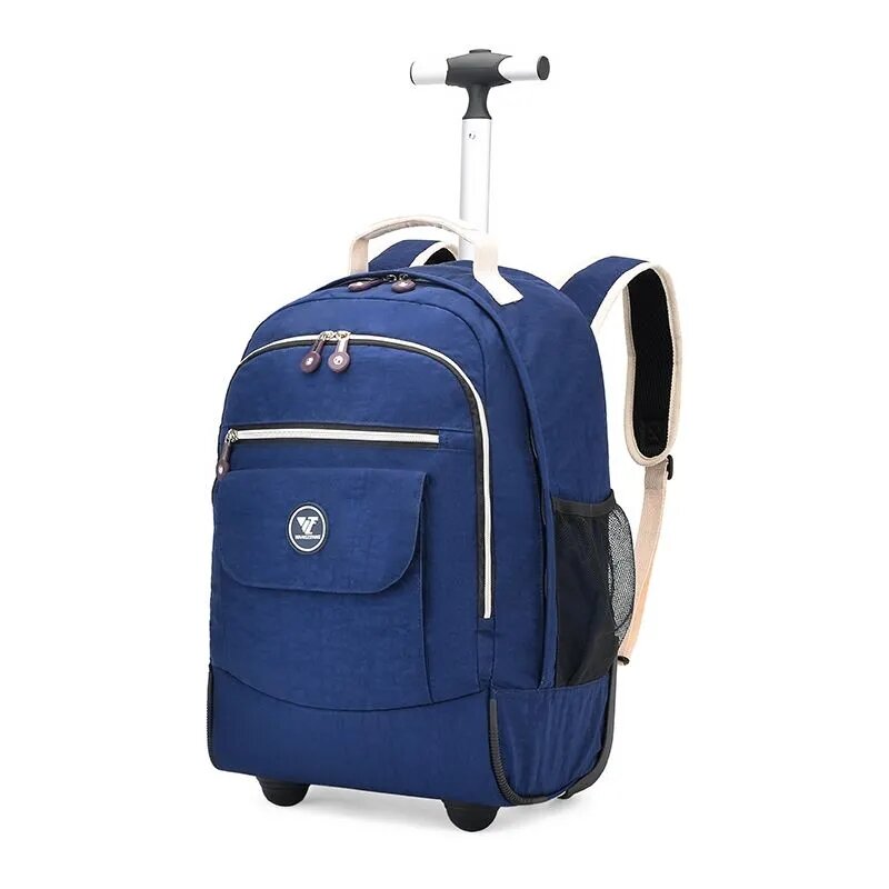 Ransel punggung beroda 2 roda 18 inci, tas punggung Laptop perjalanan untuk wanita, ransel sekolah beroda untuk remaja