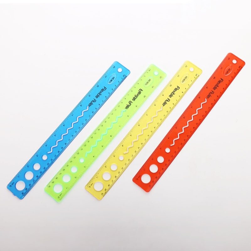 2Pcs Ruler with Inches and Metric Colorful Bendie Ruler Shatterproof for Student