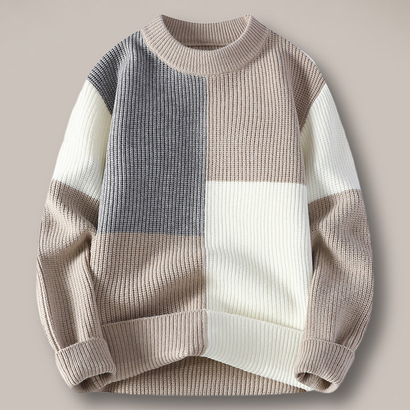 Nuova moda giovanile vitalità Mens dolcevita maglione autunno inverno allentato Casual pullover lavorati a maglia caldo Patchwork maglieria C96