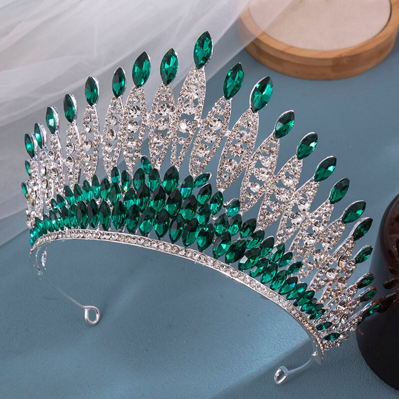 Wedding Dress Glittering Diamond Crown Sparkly Rhinestones Hair Adjustable Tiara for Birthday Party Adult Ceremony