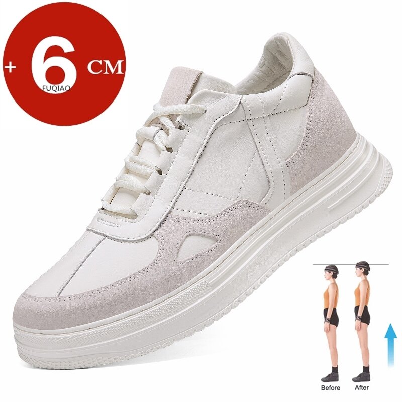 Summer Man Mesh+Leather Elevator Shoes Breathable Height Increase Lift Sneakers Inner Length 6cm Outdoor Leisure Taller Shoe Men