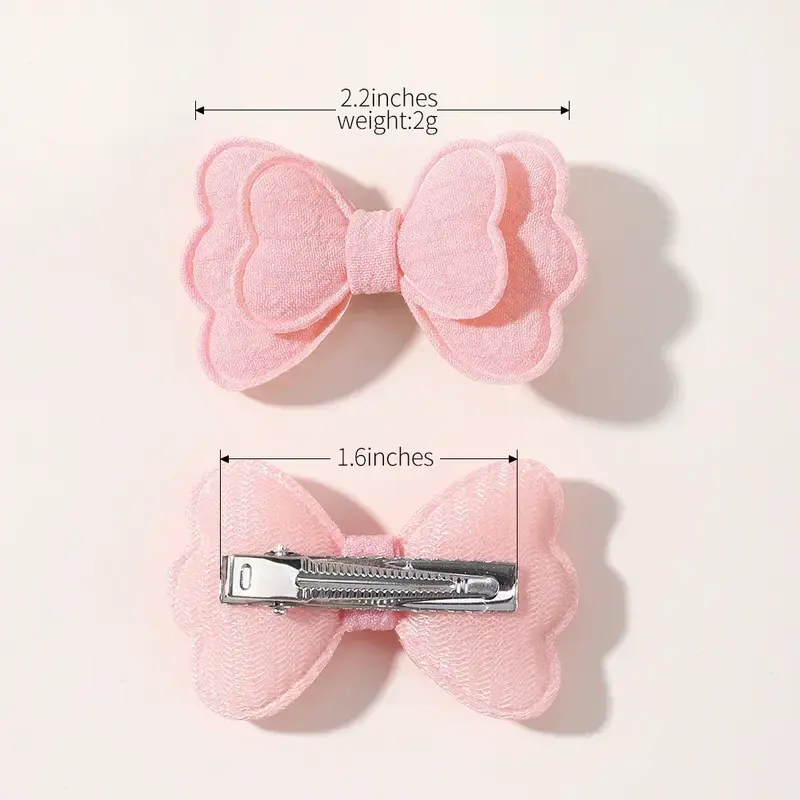 4Pcs/set Candy Colored Hair Clip Set for Girls Double Layered Bow Cute Bangs Hair Pin Cotton Safe Kids Baby Hair Accessories