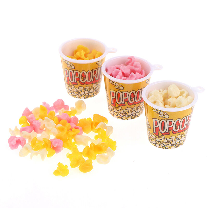 1/12 Skala Miniatur Rumah Boneka Makanan Mini Ember Popcorn untuk Rumah Boneka Dapur Toko Makanan Ringan Dekorasi Mainan Anak-anak