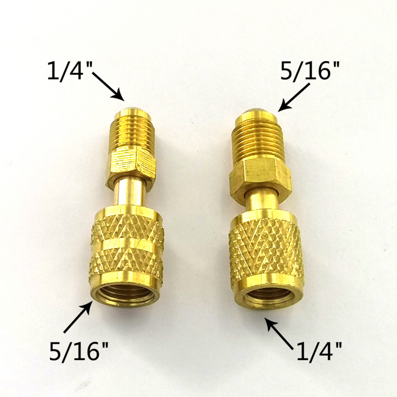 Adaptor kuningan pompa vakum R410a adaptor 5/16 SAE F coupler cepat ke 1/4 SAE untuk adaptor AC kopling cepat