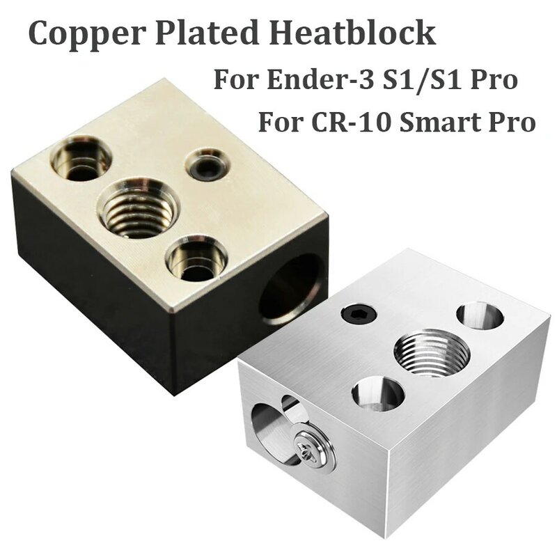 Top Quality 2pcs Ender 3 S1 Heating Block Aluminum Copper Plated Heated Block For Ender-3 S1 Pro CR-10 Smart Pro 3D Printer Part