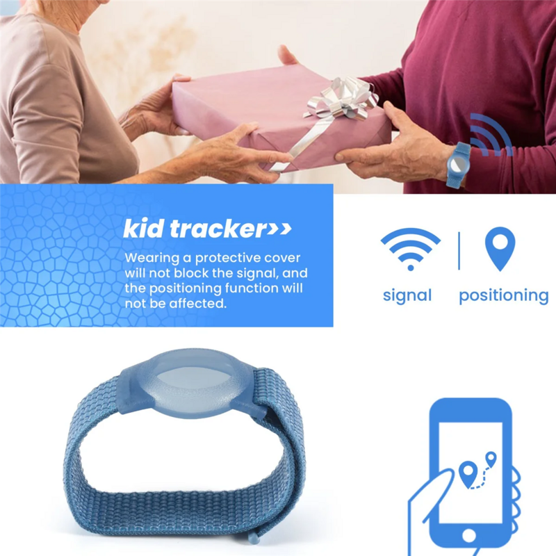 Cinturino per bambini compatibile con, custodia protettiva per Air Tag GPS Tracker Holder con bracciale in Nylon F