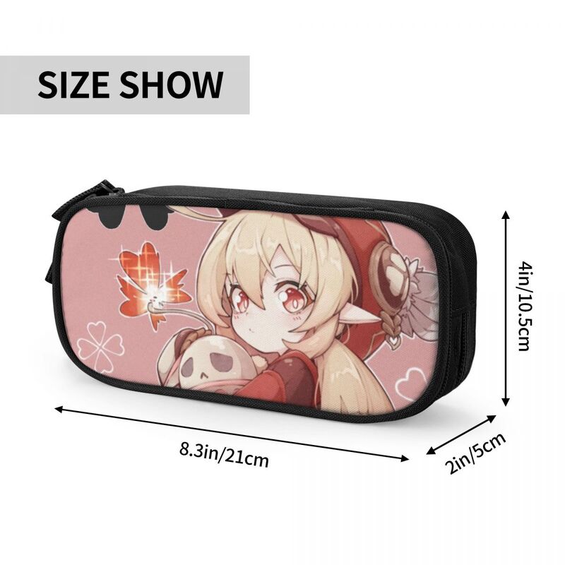 Klee Genshin Impact Pencil Case Cute Anime Game Pen Bags Student Large Storage School Supplies Gift Pencilcases