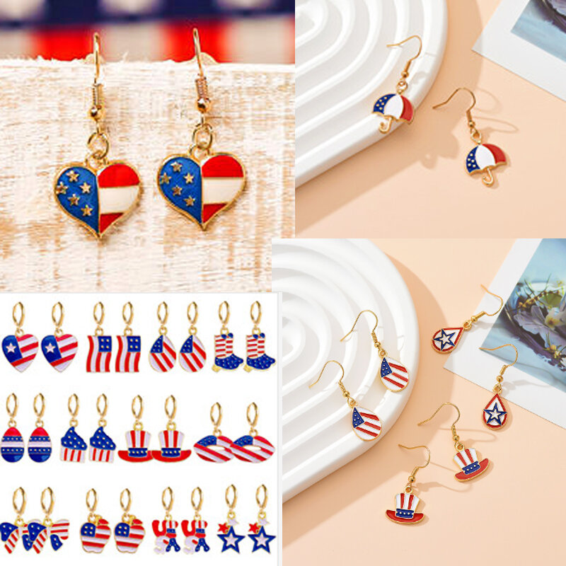 21 Styles USA Independence Day Flag Alloy Pendant Charm for Jewelry Making DIY Women's Earrings Bracelet Accessories Party Gifts