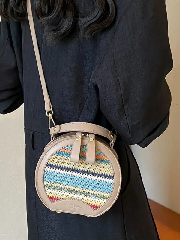 Stylish Hand-woven Round Bag for Women in Summer 2024