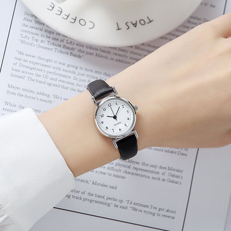Luxe Damesmerk Quartz Legering Horloge Dames Mode Kleine Wijzerplaat Casual Horloge Lederen Polshorloge Zegarek Damski