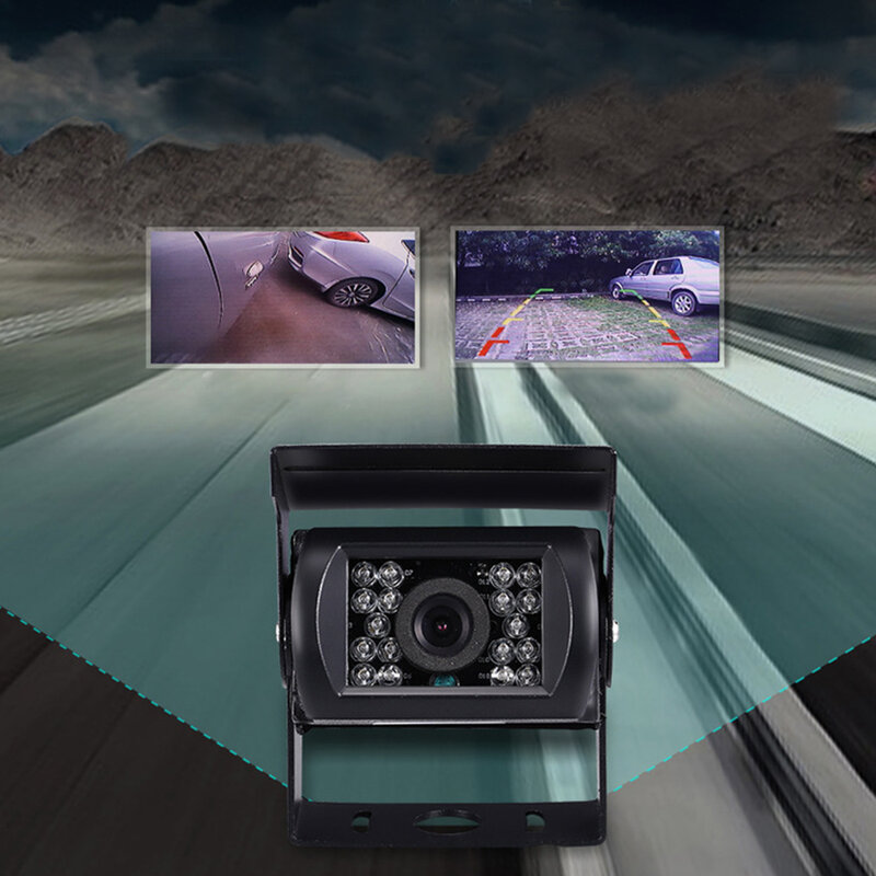 RV 트럭 버스 주차용 야간 투시경 시스템, 7 인치 모니터 및 와이어 백미러, 18 LED 백업 카메라, 자동차 액세서리