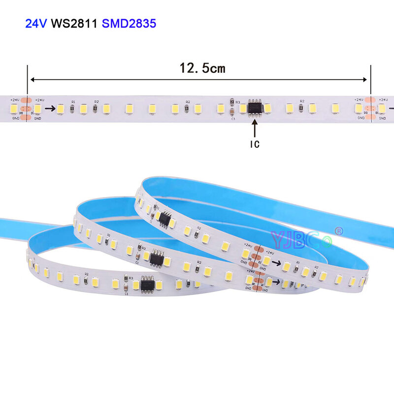 SMD 2835 WS2811 단색 체이싱 라이트, 흐르는 물 LED 스트립, 픽셀 플로우 테이프, 흰색, 따뜻한 흰색 리본 램프, 10m, 24V, 120LED/m