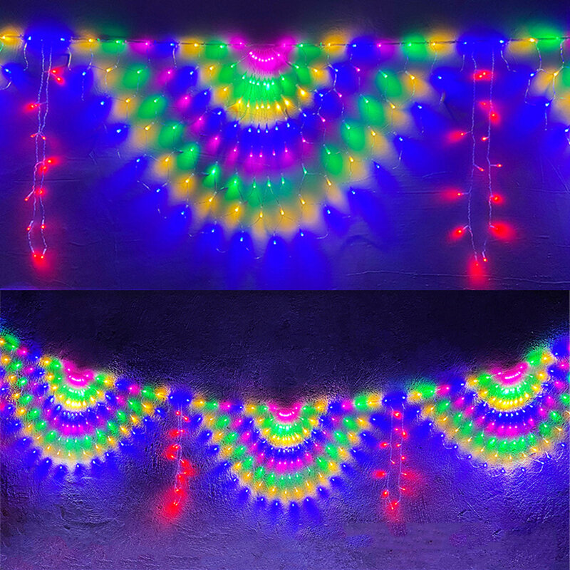 Outdoor Led Mesh Fairy Light 3.5*0.5M Peacock Net String Light Waterproof Christmas Hanging Garland Light For Garden Eaves Decor