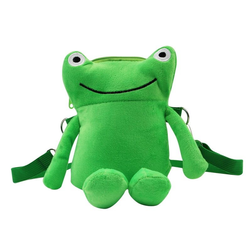 Плюшевая сумка, милая зеленая сумка через плечо с лягушкой, сумка через плечо с рисунком для куклы, сумка-мессенджер для C