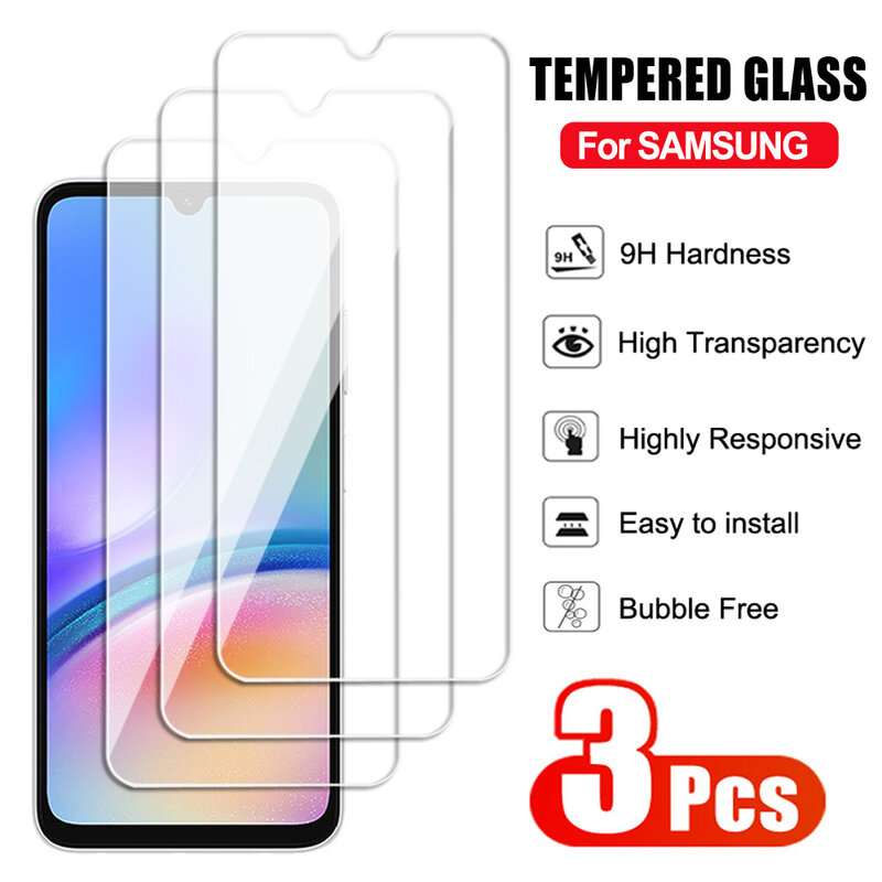 3 Stuks Volledig Gehard Glas Voor Samsung Galaxy A05 A15 A25 A35 A55 Screen Protector A04 A14 A24 A34 A54 F04 F14 F34 F54 Glasfilm
