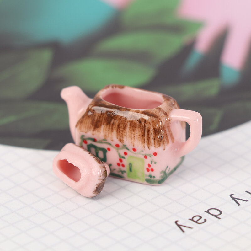 Красивая Фарфоровая чашка, чайник для воды, посуда 1/12, миниатюрный кукольный домик, кухонная игрушка