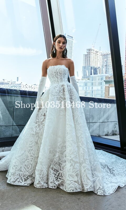 Elegantes a-line Hochzeits kleid 2024 Luxus weiße Scheide Applikation durch Brautkleider formelle Gelegenheit bepeithy offiziellen Laden sehen