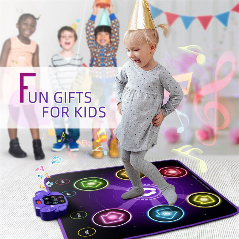 Коврик для танцев для детей, Молодежный светящийся с 6 режимами игры, шаговый коврик с Bluetooth, встроенный музыкальный танцевальный коврик, электрический музыкальный танцевальный коврик