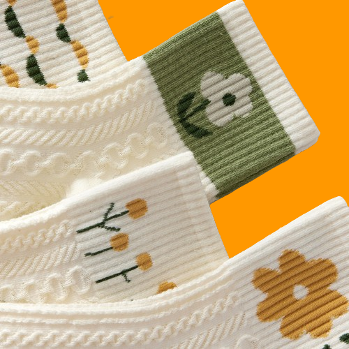 جوارب يابانية متوسطة بيضاء طازجة ، جوارب زهور صغيرة لطيفة ، خضراء ، خريفية وشتوية ، 5 أزواج ، 10 أزواج ، جديدة