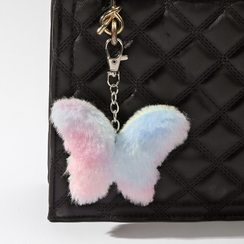Милая градиентная красочная Подвеска для женской сумки с рисунком в виде бабочки, кота, звезды, аксессуары для автомобиля