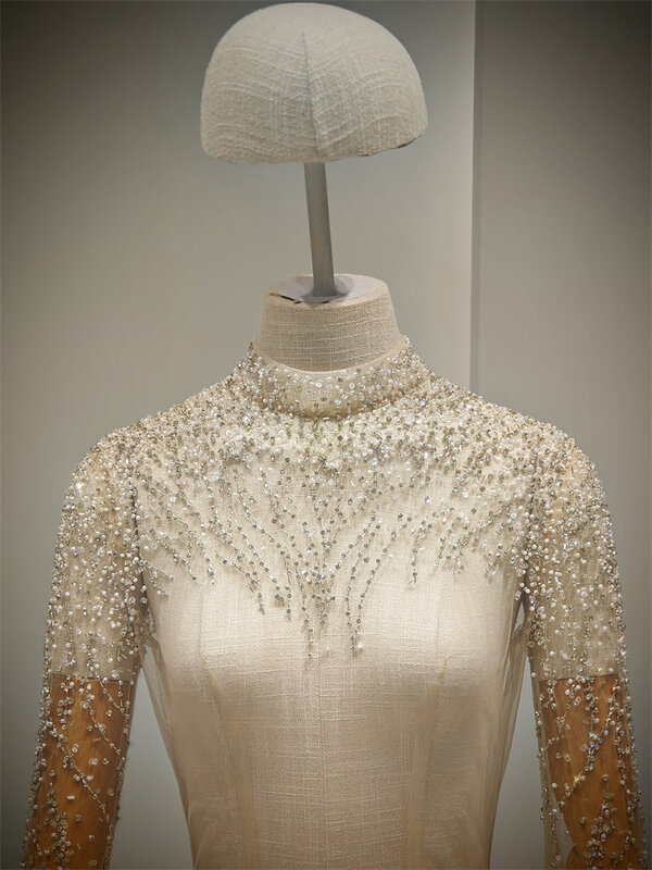 Hochzeits jacke für Brautkleid Innen Langarm hochwertige abnehmbare transparente Interieur Luxus Perlen Hochzeit Accessoires