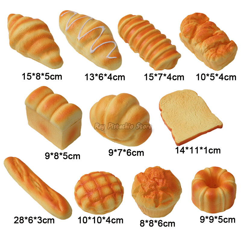 1pcs Artificial Simulation Bread Fake Food Model French Baguette Toast Cake Bakery Kids Play Kitchen Toys Boy Girl Pretend Baker