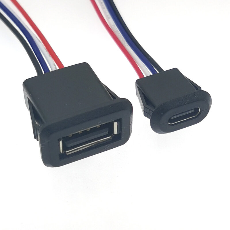1-5pcs USB Type C Waterproof Connector Type-C With card buckle Female 3A High Current Fast Charging Jack Port USB-C Charger Plug