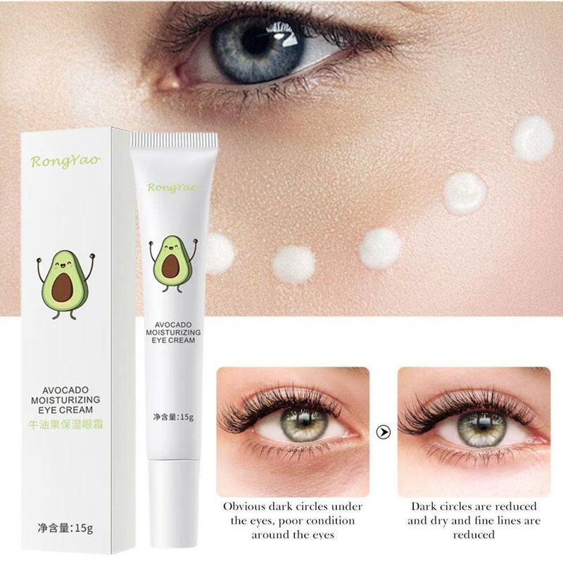 Hidratante Abacate Eye Cream, desvanecer-se sacos, círculos escuros, nutritivo, firmador, pele calmante, sob os olhos, anti-rugas, 15g