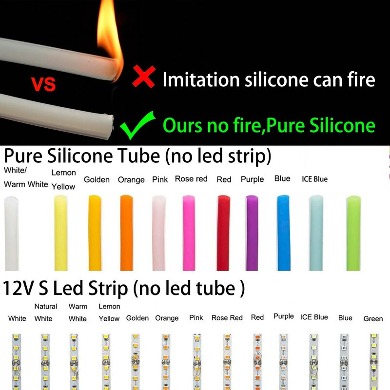 S Bendable Flexível Silicone Neon Strip para LED Sign, impermeável, separado, recentemente, RGB, 12V, IP67, 6mm, 8mm, 12mm