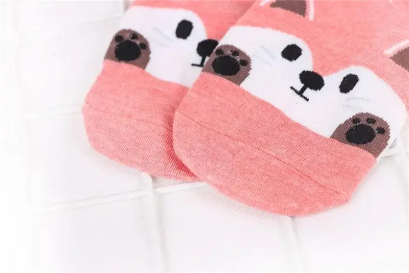 Calcetines náuticos con orejas de algodón para mujer, animales de dibujos animados, conejos, gatos, osos de peluche, estilo lindo japonés, primavera y verano