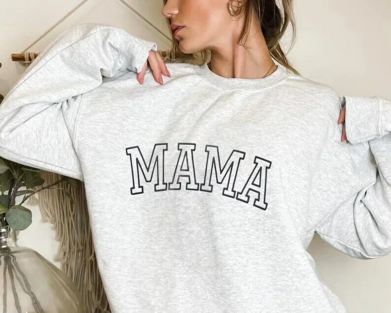 Mothers Day Gift Personalized Mama Sweatshirt with Kid Names on Sleeve Minimalist Cool Mom Sweater Birthday Gift for Mom