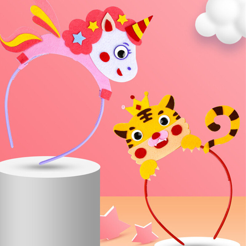 Diadema de Tiara bonita para niños, juguete de dibujos animados de animales, Arte Creativo, artesanía, decoración de rendimiento de fiesta, guardería, juguetes educativos