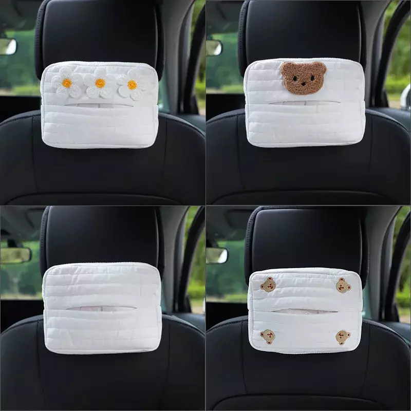 Napkin Storage Bag Car Seat Accessories Tissue Case with Fix Strap Adjustable Decoration Tools Back Hanging Napkin Paper Box