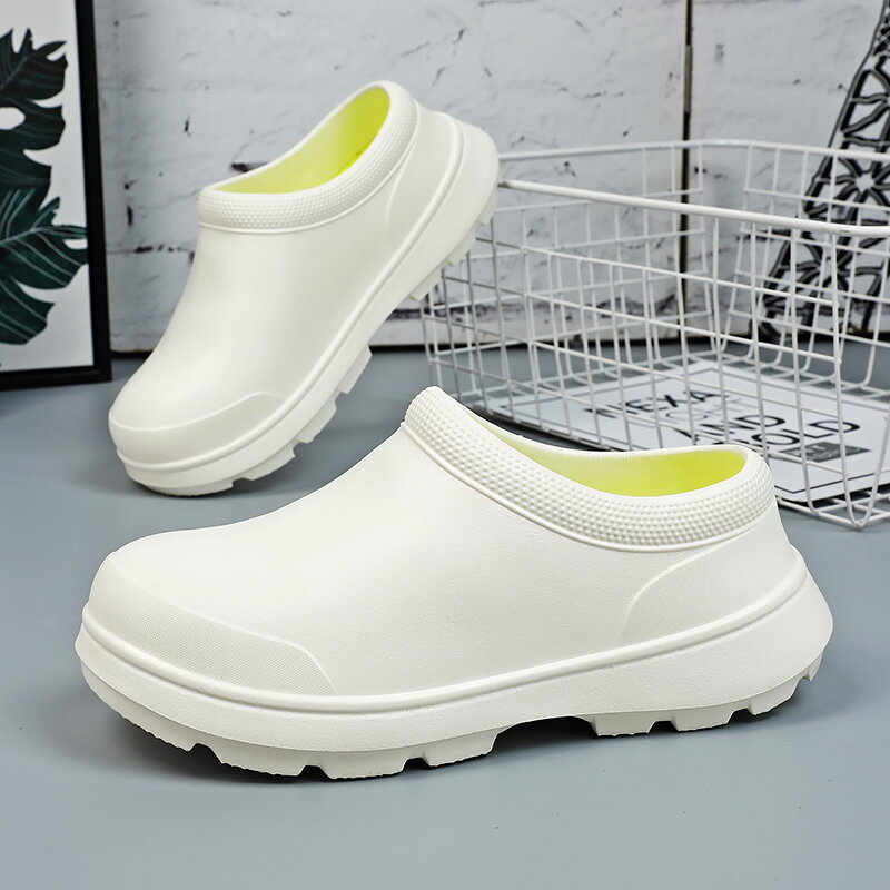 Męskie buty kuchenne 2024 nowe damskie wypoczynek na świeżym powietrzu kalosze wodoodporne antypoślizgowe restauracja praca olejoodporny buty szefa kuchni