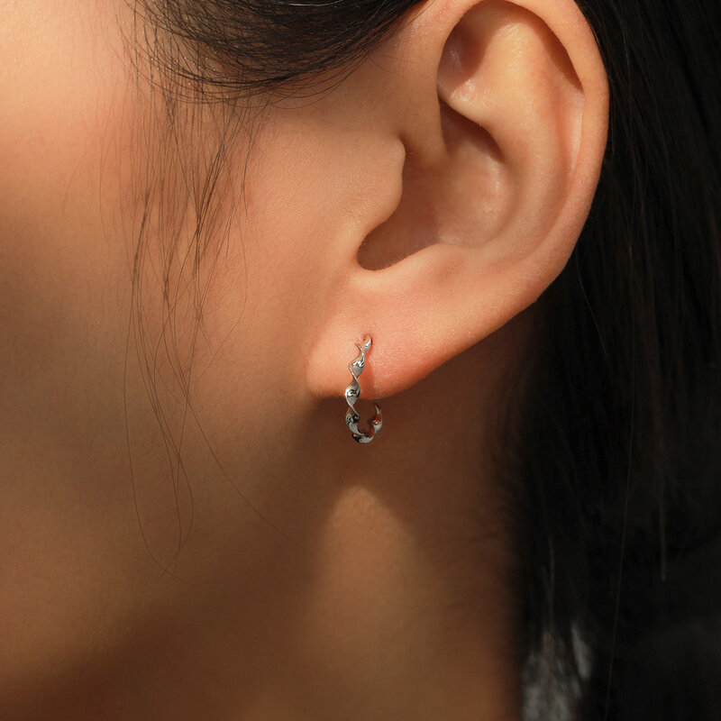Ailmay 925 Sterling SIlver personalità linea irregolare orecchini a forma di C per le donne ragazze accessori per il pendolarismo quotidiano gioielli